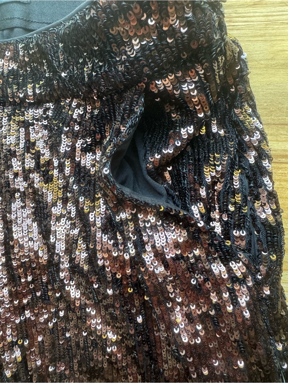 NWOT Express Wide Leg Brown Sequin Pants 10 - Picture 6 of 8